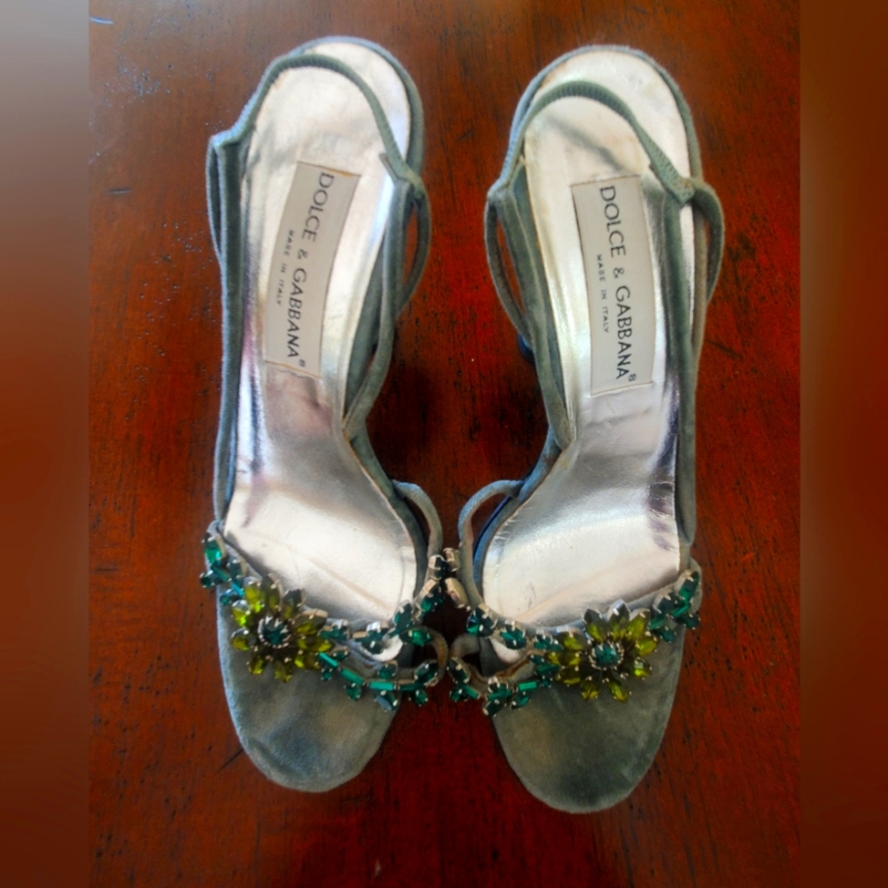 Vintage Dolce and Gabbana Suede, Crystal Embellished Shoes
